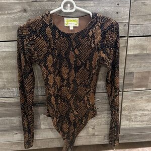 Yummy Brown Snake Print Bodysuit